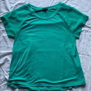 Turquoise blouse with sheer sleeve/shoulder